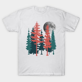 Full Moon Between Trees T-Shirt